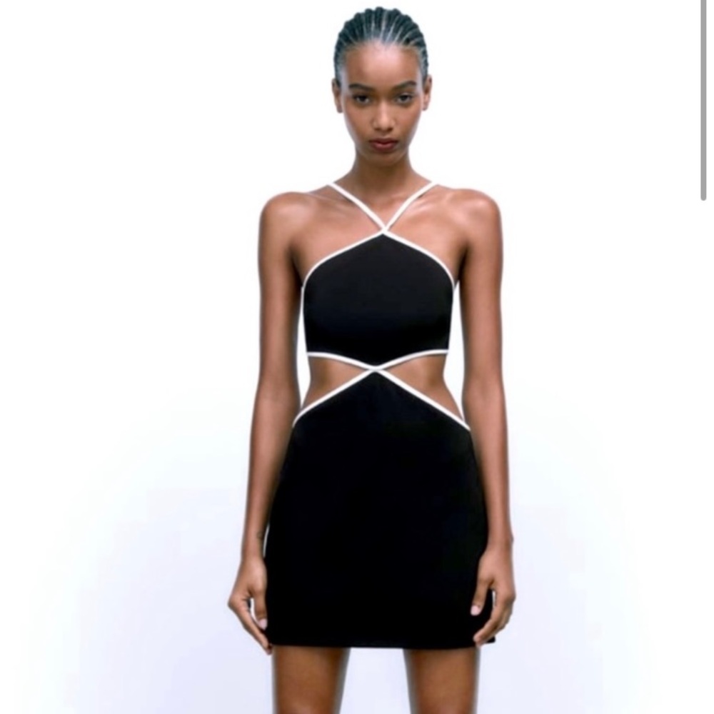 Zara B&W Cutout Mini Dress